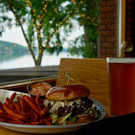 Enjoy a burger and beer for lunch or dinner at the Dock in Stillwater, MN