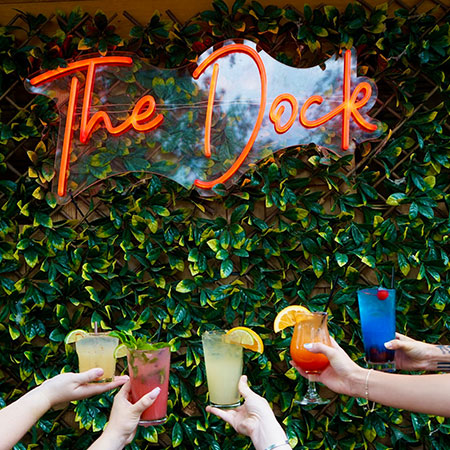 The Dock in Stillwater Minnesota, cocktails by The Dock sign